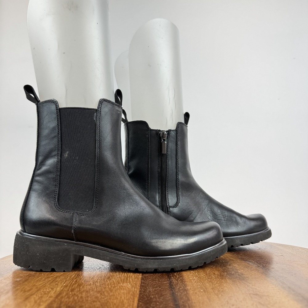 Womens Munro Heath Black Leather Zip Ankle Chelsea Boots Booties Size 6.5 M GUC